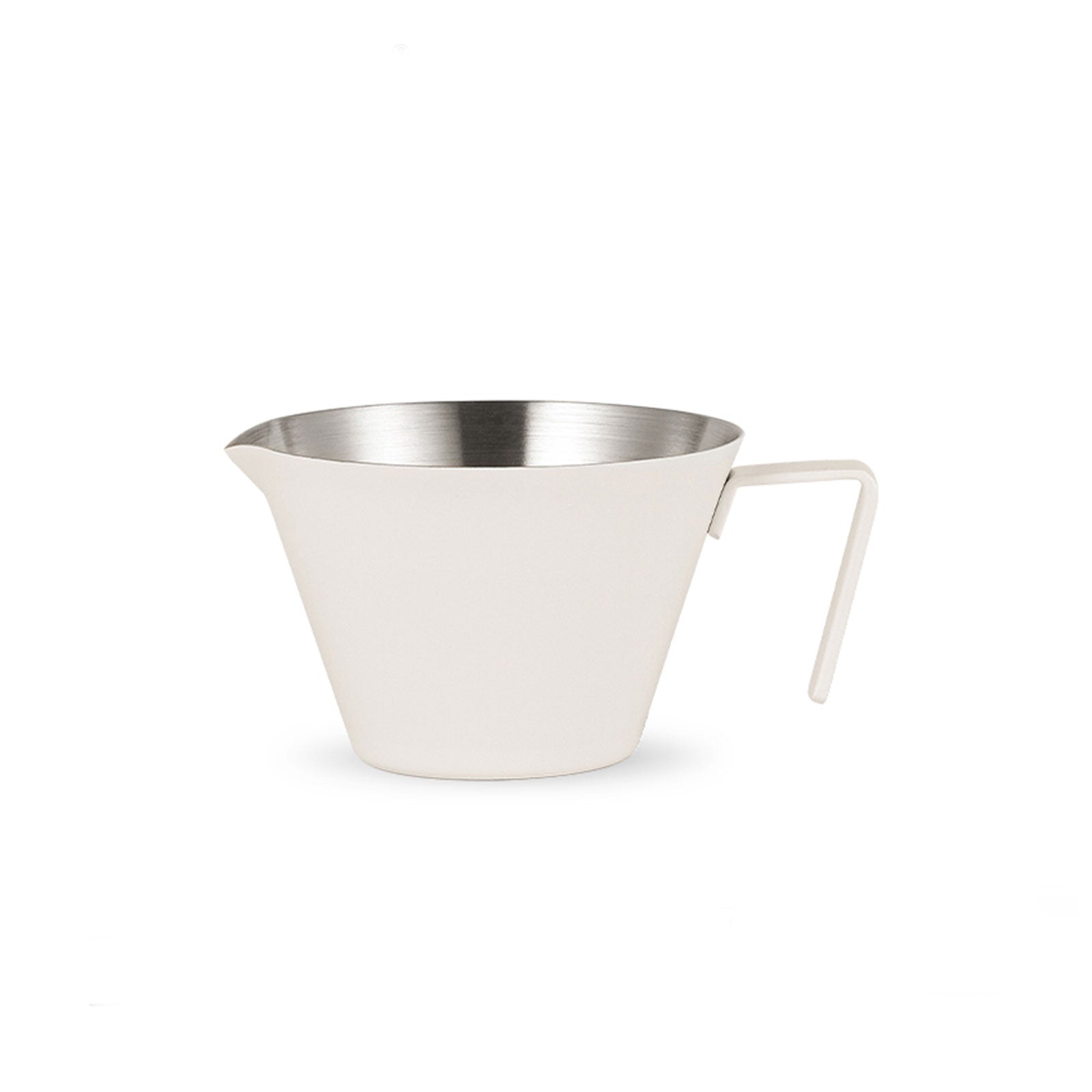 MHW-3BOMBER white stainless steel espresso measuring cup, 100ml, single spout