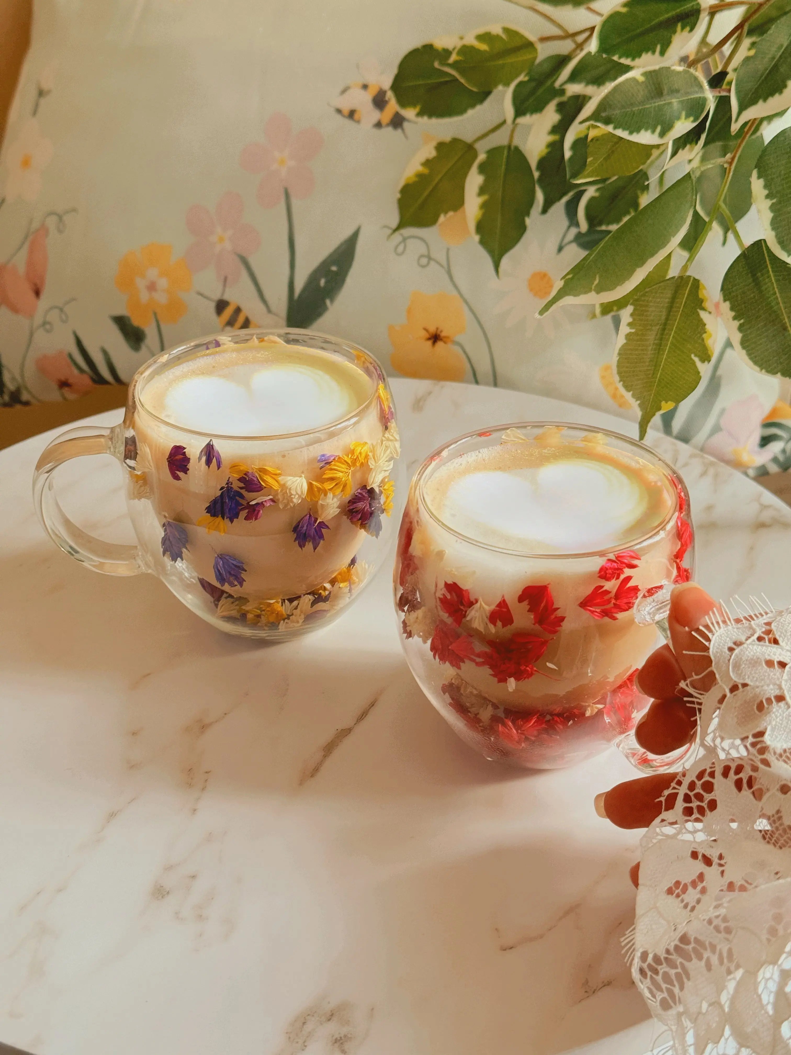 Order Handmade Glass - Purple Bloom Mug for LE 320.00 at Coffee & Cream, All your coffee needs in one place. Shop Coffee, Beans, Ground Coffee, Instant Coffee, Creamers, Coffee Machines, Blenders, and more. 50+ Brands Monin, Lavazza, Starbucks, Nespresso,