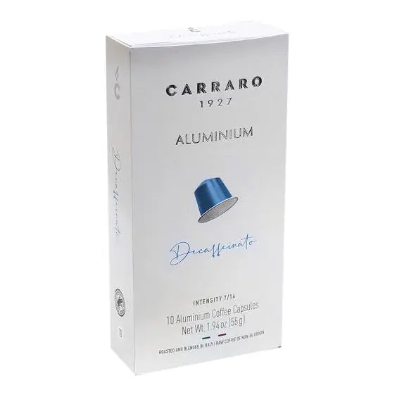 Order CARRARO - Aluminum Decaffeinata -10 capsules for LE 225.00 at Coffee & Cream, All your coffee needs in one place. Shop Coffee, Beans, Ground Coffee, Instant Coffee, Creamers, Coffee Machines, Blenders, Coffee and more. 50+ Brands Monin, Lavazza, Sta