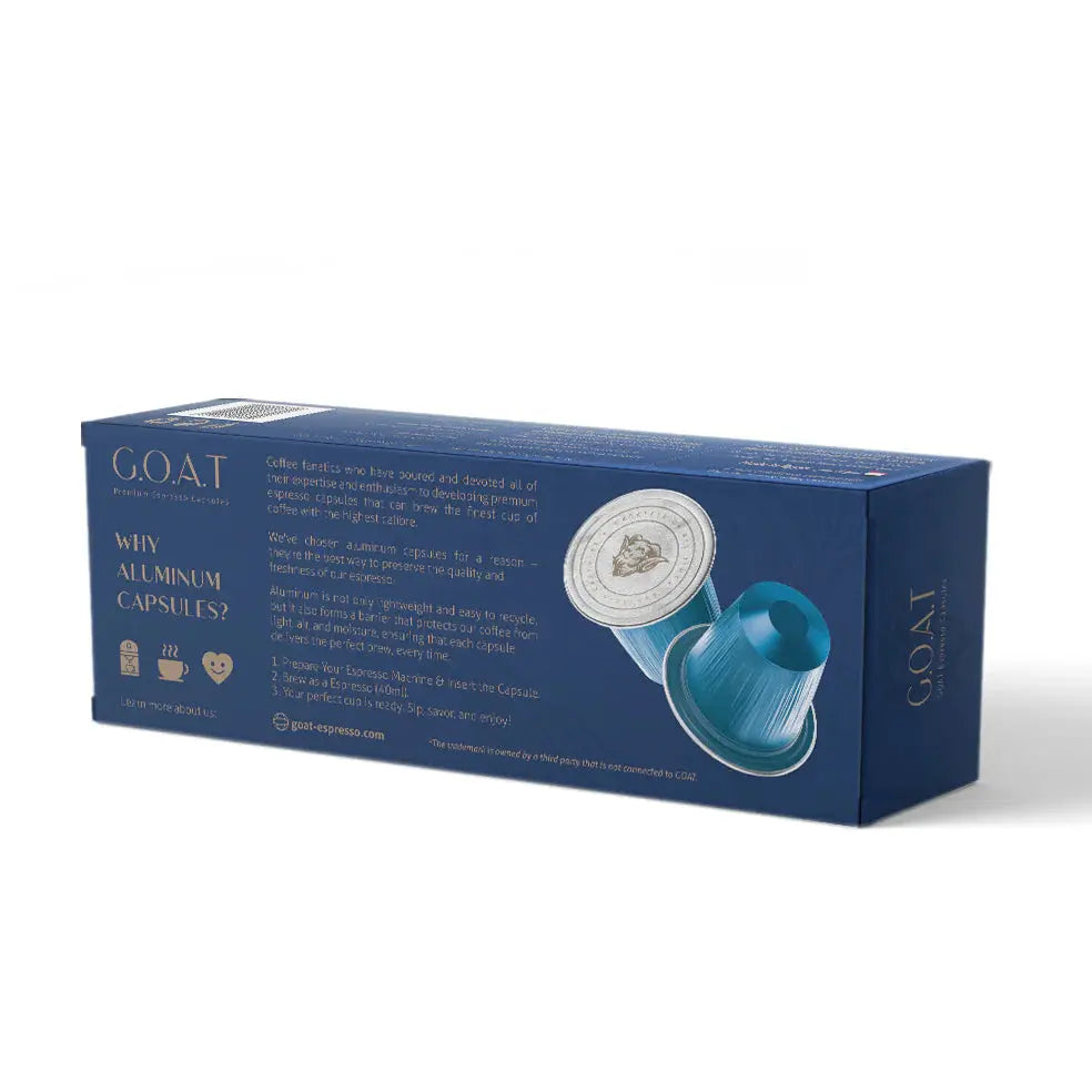 Order GOAT - Classic Espresso Compatible By Nespresso-12 Aluminum Capsules for LE 225.00 at Coffee & Cream, All your coffee needs in one place. Shop Coffee, Beans, Ground Coffee, Instant Coffee, Creamers, Coffee Machines, Blenders, and more. 50+ Brands Mo