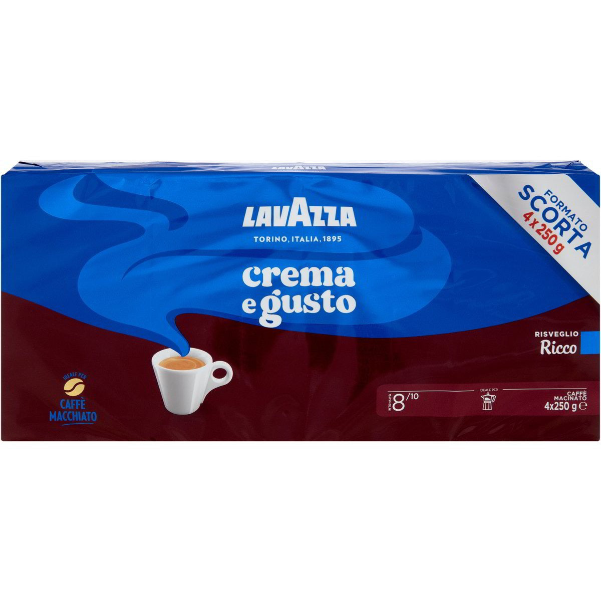 Lavazza Crema e Gusto Ricco Ground Coffee - 4 x 250g