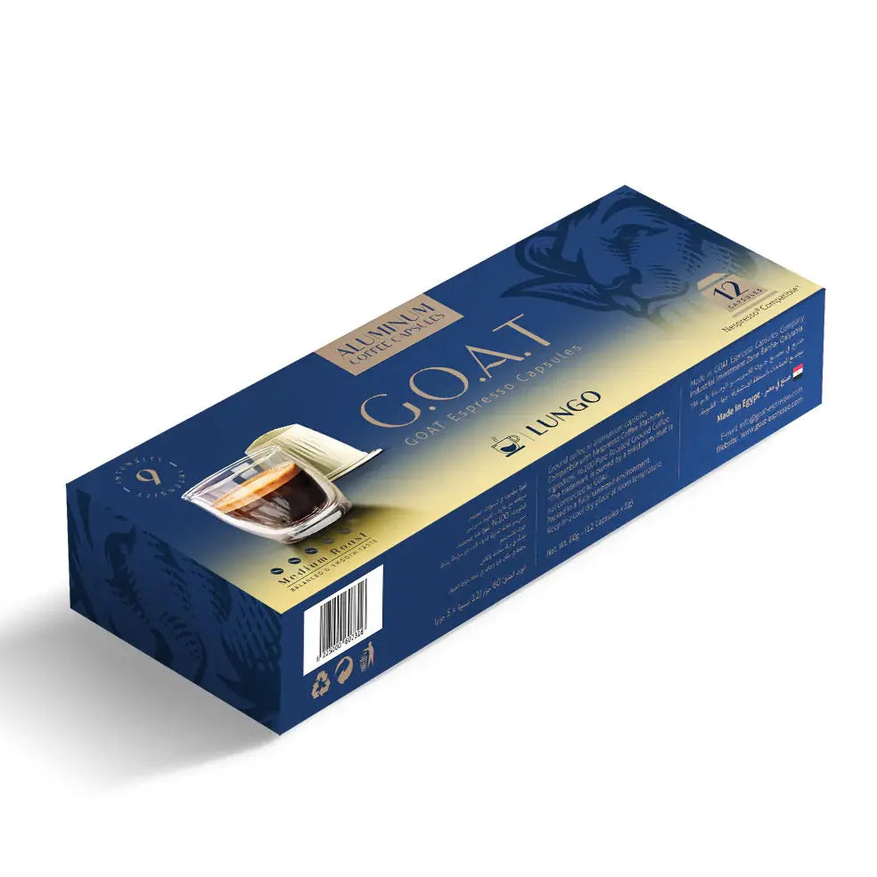 Order GOAT - Lungo Espresso Compatible By Nespresso-12 Aluminum Capsules for LE 225.00 at Coffee & Cream, All your coffee needs in one place. Shop Coffee, Beans, Ground Coffee, Instant Coffee, Creamers, Coffee Machines, Blenders, and more. 50+ Brands Moni