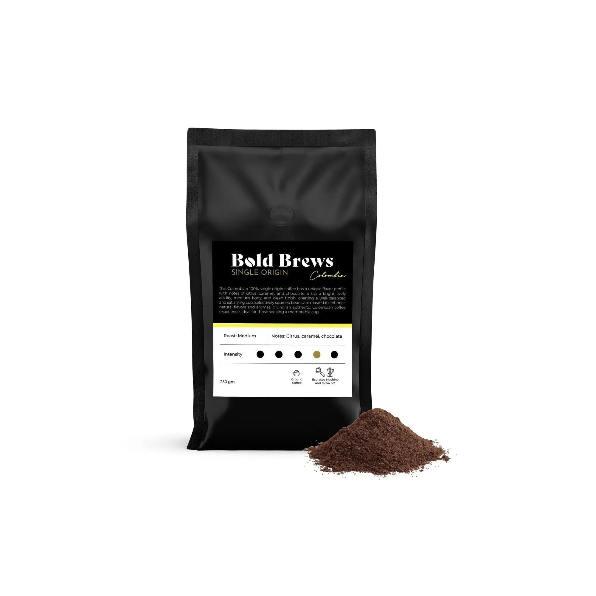 Order Bold Brews - Colombia Ground Coffee Espresso (Specialty Coffee)- 250g for LE 350.00 at Coffee & Cream, All your coffee needs in one place. Shop Coffee, Beans, Ground Coffee, Instant Coffee, Creamers, Coffee Machines, Blenders, and more. 50+ Brands M