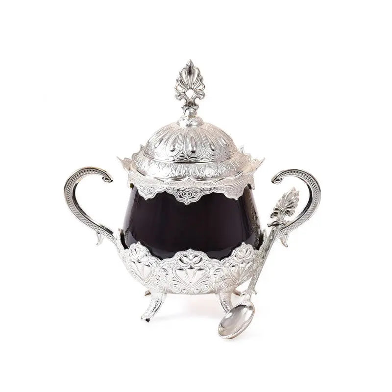 Order KGA - Round Silver Sugar Bowl With Black Porcelain - #7107 for LE 700.00 at Coffee & Cream, All your coffee needs in one place. Shop Coffee, Beans, Ground Coffee, Instant Coffee, Creamers, Coffee Machines, Blenders, equipment and more. 50+ Brands Mo