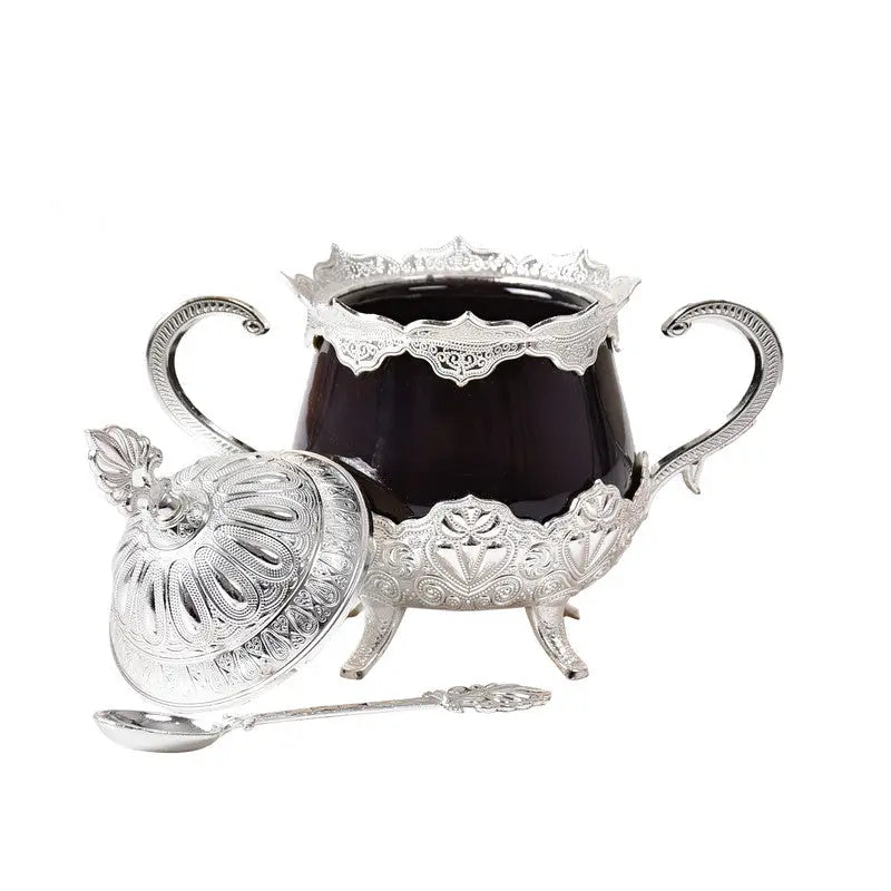 KGA1 KGA - Round Silver Sugar Bowl With Black Porcelain - #7107 at Coffee & Cream Egypt
