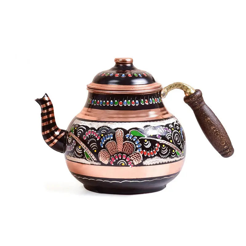 KGA1 KGA - Authentic Turkish Copper Tea Pot - Black - 2L #7497 at Coffee & Cream Egypt