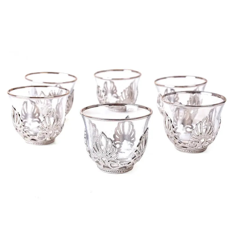 Order KGA - Elegant Glass Coffee Set - 6 pieces #7183 for LE 985.00 at Coffee & Cream, All your coffee needs in one place. Shop Coffee, Beans, Ground Coffee, Instant Coffee, Creamers, Coffee Machines, Blenders, equipment and more. 50+ Brands Monin, Lavazz