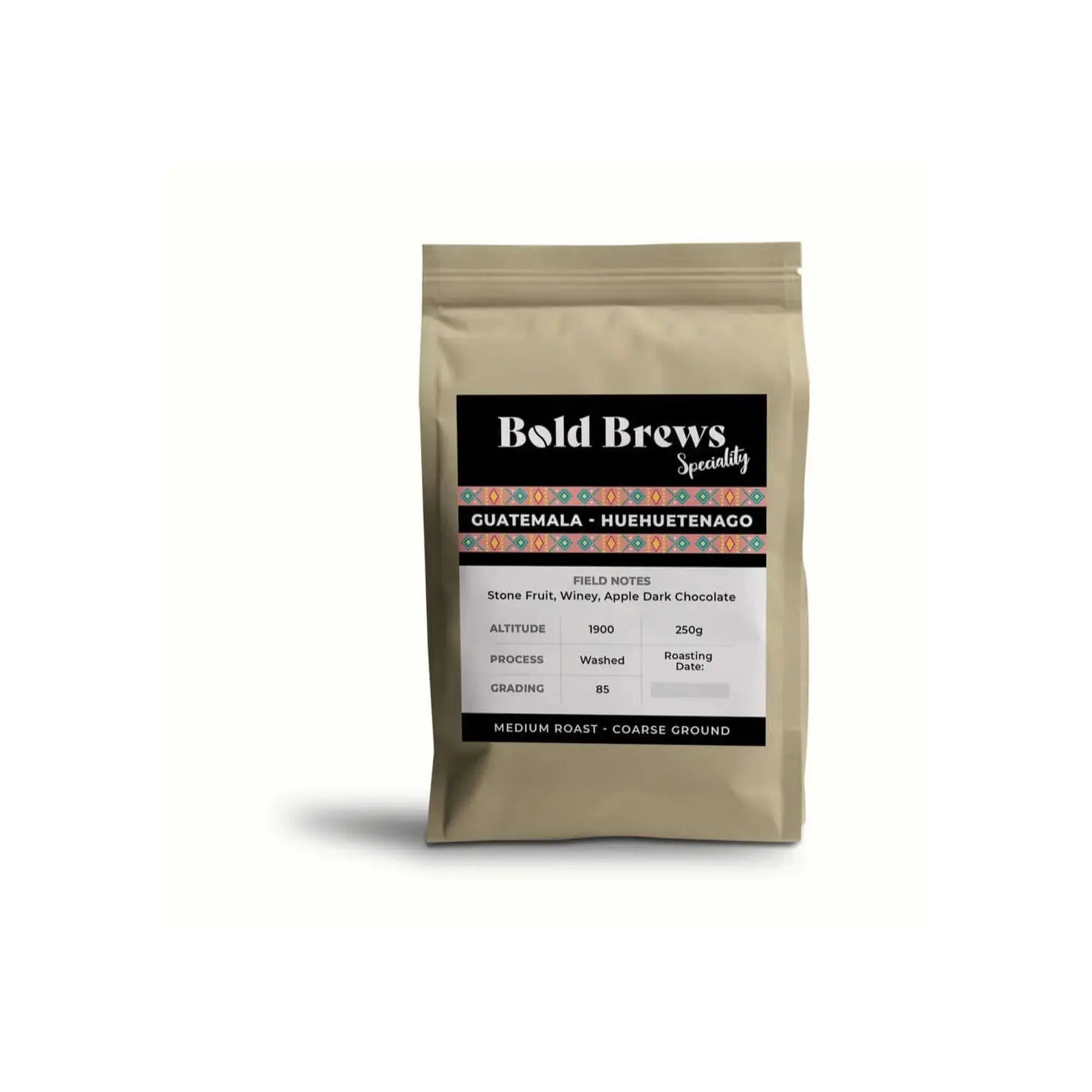 Bold Brews Guatemala Huehuetenango ground specialty coffee 250g bag