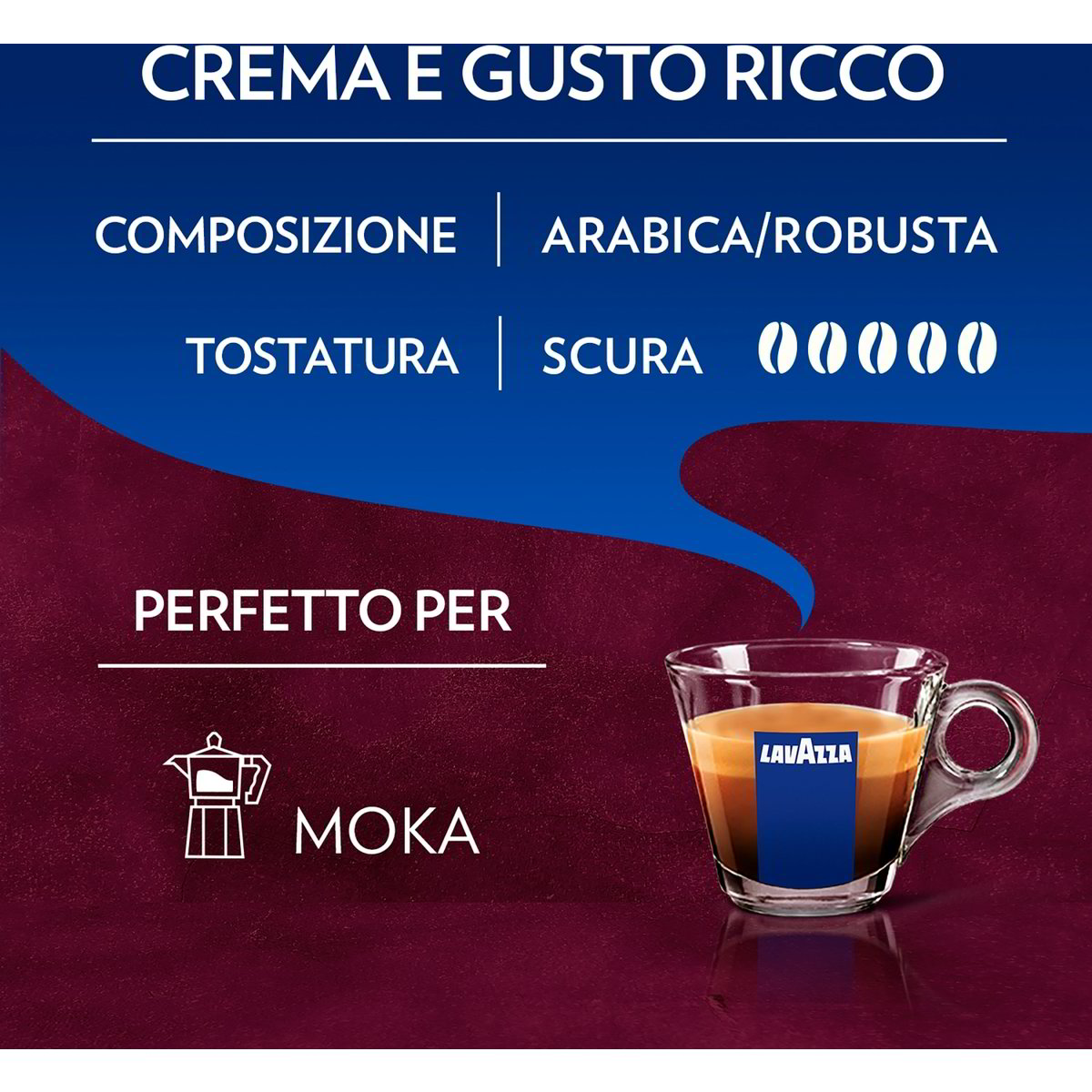 Lavazza Crema e Gusto Ricco Ground Coffee - 4 x 250g