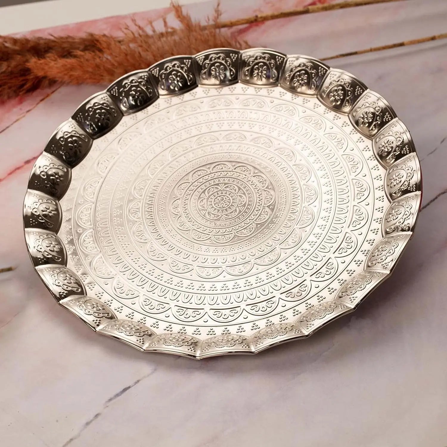 KGA1 KGA - Wavy Round Tray - Silver #7190 at Coffee & Cream Egypt