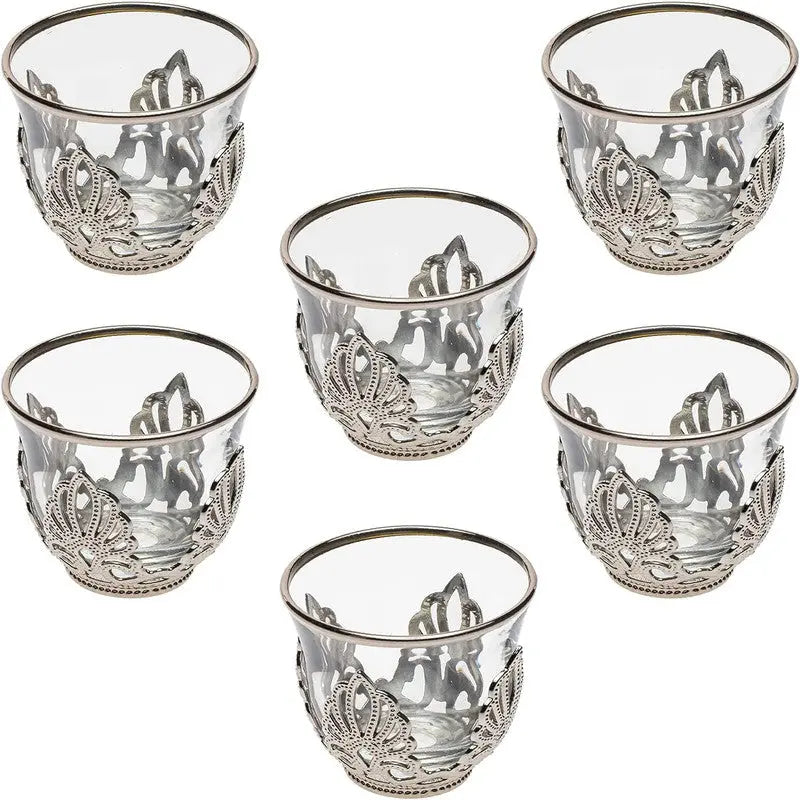 Order KGA - Elegant Glass Coffee Set - 6 pieces #7183 for LE 985.00 at Coffee & Cream, All your coffee needs in one place. Shop Coffee, Beans, Ground Coffee, Instant Coffee, Creamers, Coffee Machines, Blenders, equipment and more. 50+ Brands Monin, Lavazz