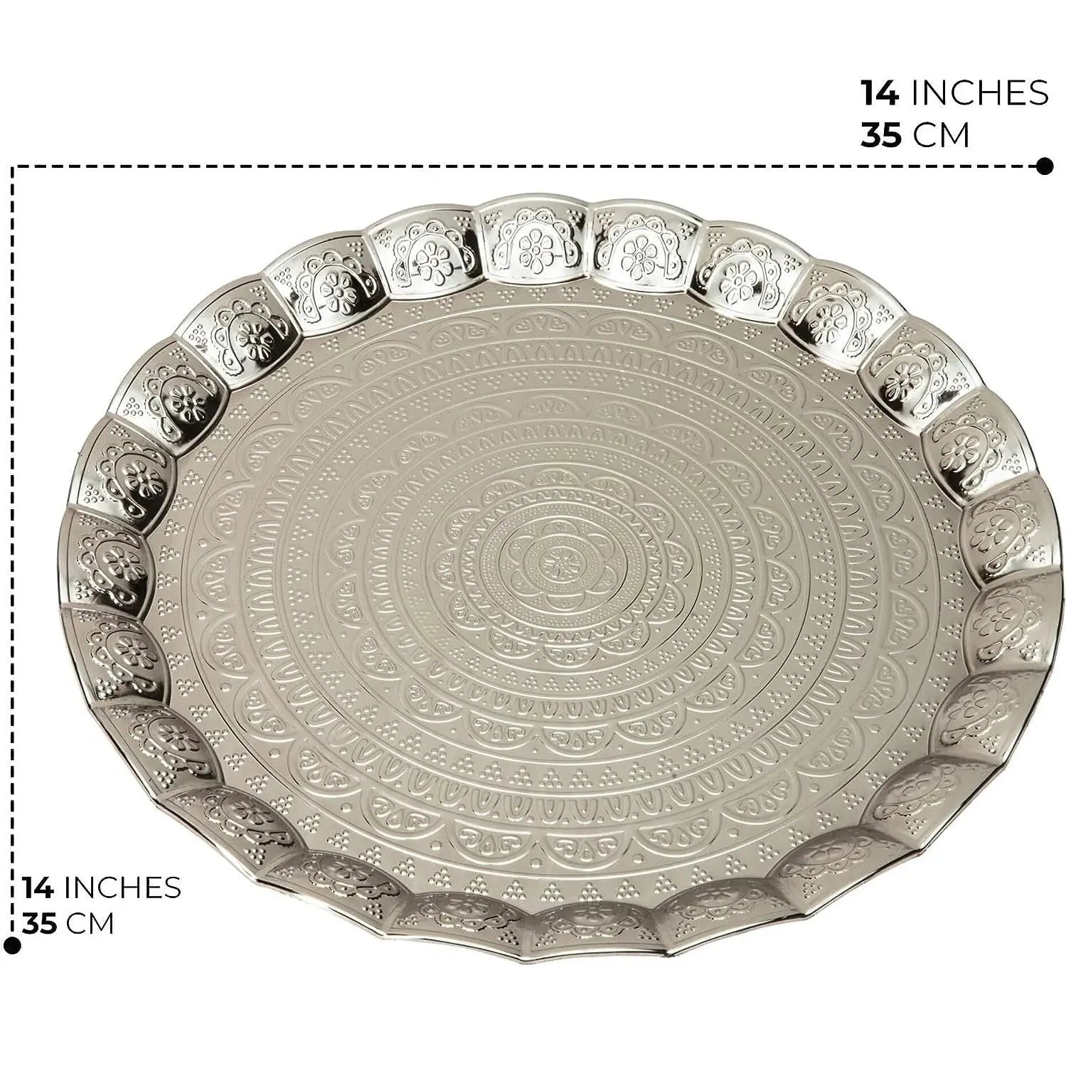 Order KGA - Wavy Round Tray - Silver #7190 for LE 680.00 at Coffee & Cream, All your coffee needs in one place. Shop Coffee, Beans, Ground Coffee, Instant Coffee, Creamers, Coffee Machines, Blenders, and more. 50+ Brands Monin, Lavazza, Starbucks, Nespres