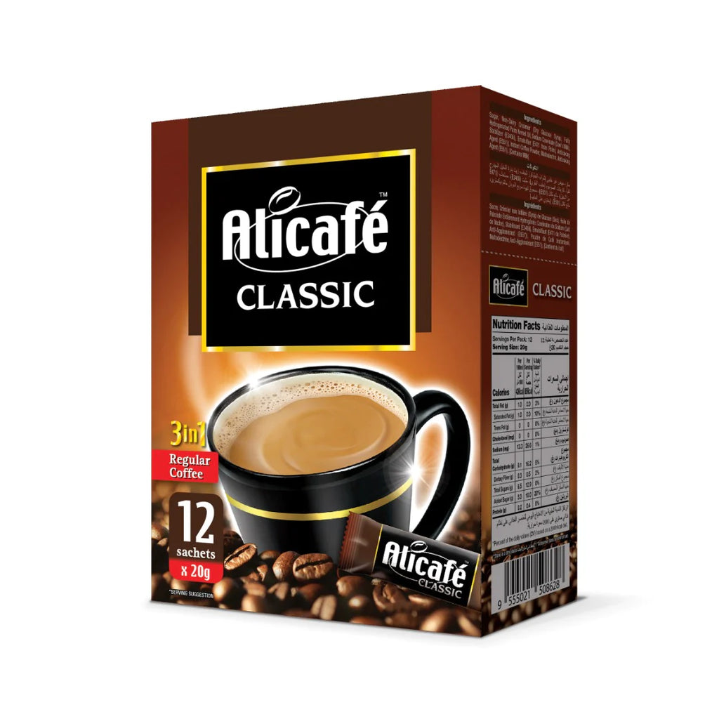 Order Alicafé - Classic Instant Coffee 3 In 1 - 12 sachets for LE 159.00 at Coffee & Cream, All your coffee needs in one place. Shop Coffee, Beans, Ground Coffee, Instant Coffee, Creamers, Coffee Machines, Blenders, and more. 50+ Brands Monin, Lavazza, St