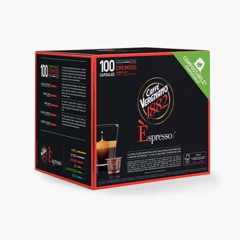 Caffè Vergnano Espresso Cremoso Nespresso Compatible Capsules - 100 Caps