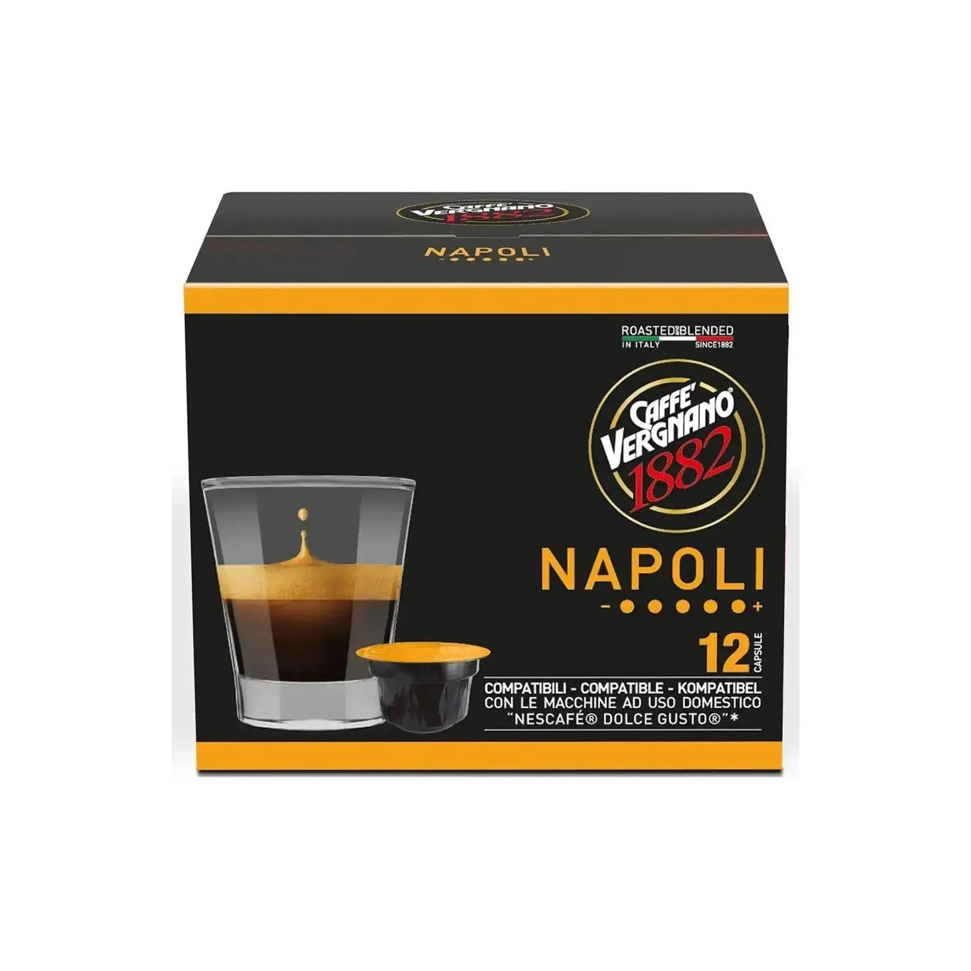 Caffe Vergnano Napoli Dolce Gusto Compatible Coffee Capsules - 12 Capsules at Coffee & Cream Egypt