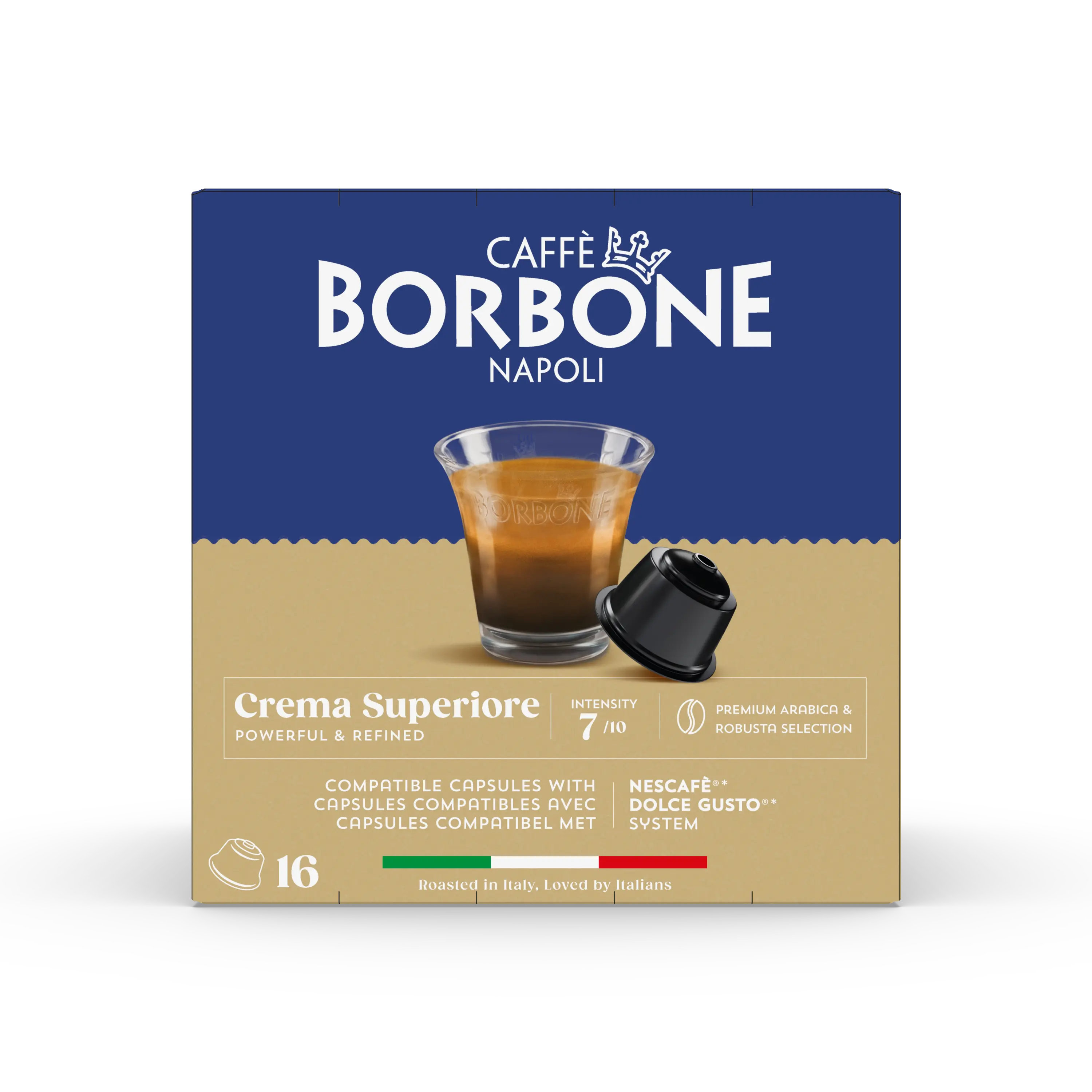 Caffe Borbone - Crema Superiore Capsules Compatible With Dolce Gusto 7/10 - 16 Capsules coffee & cream
