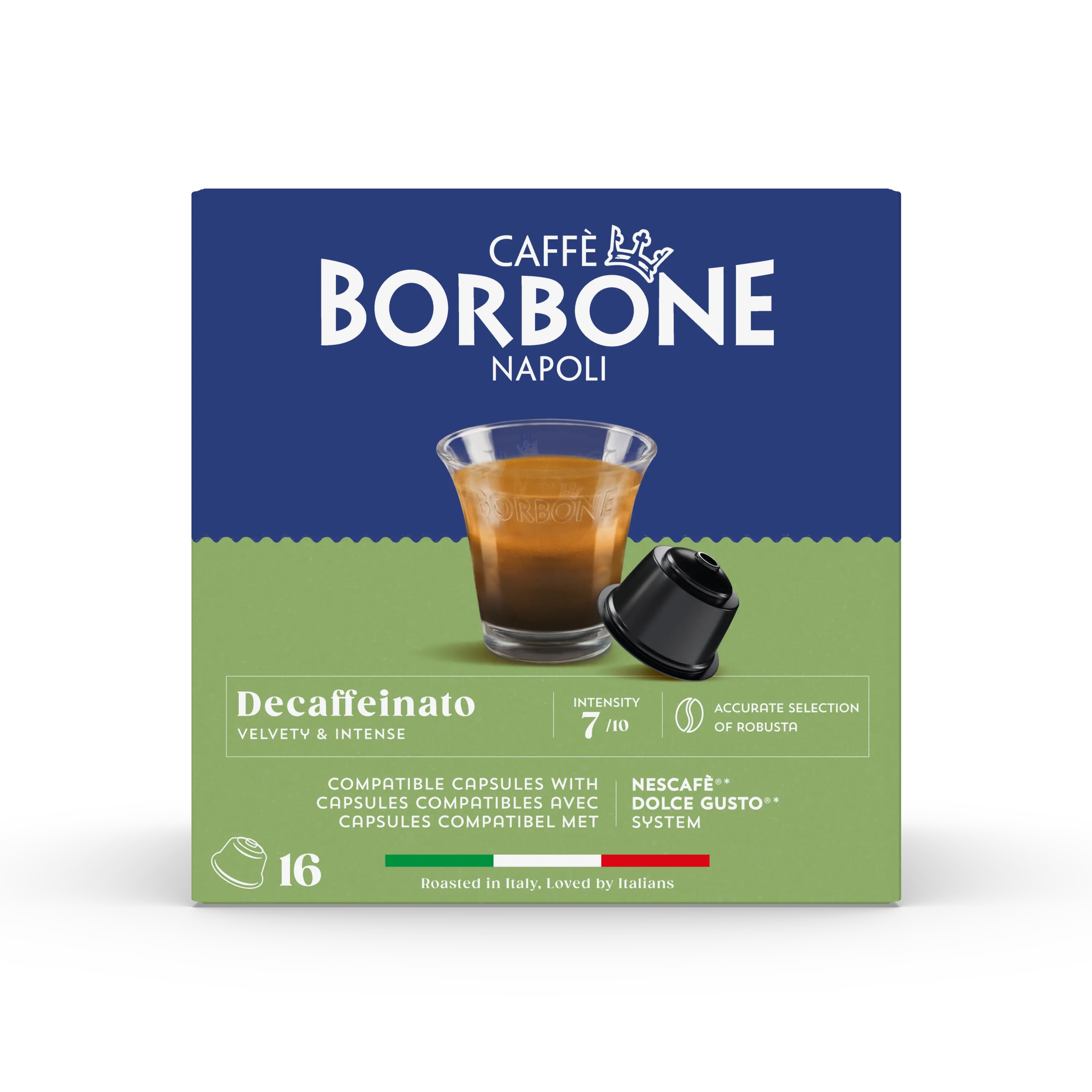 Caffe Borbone - DECAF Capsules Compatible With Dolce Gusto 7/10 - 16 Capsules coffee & cream