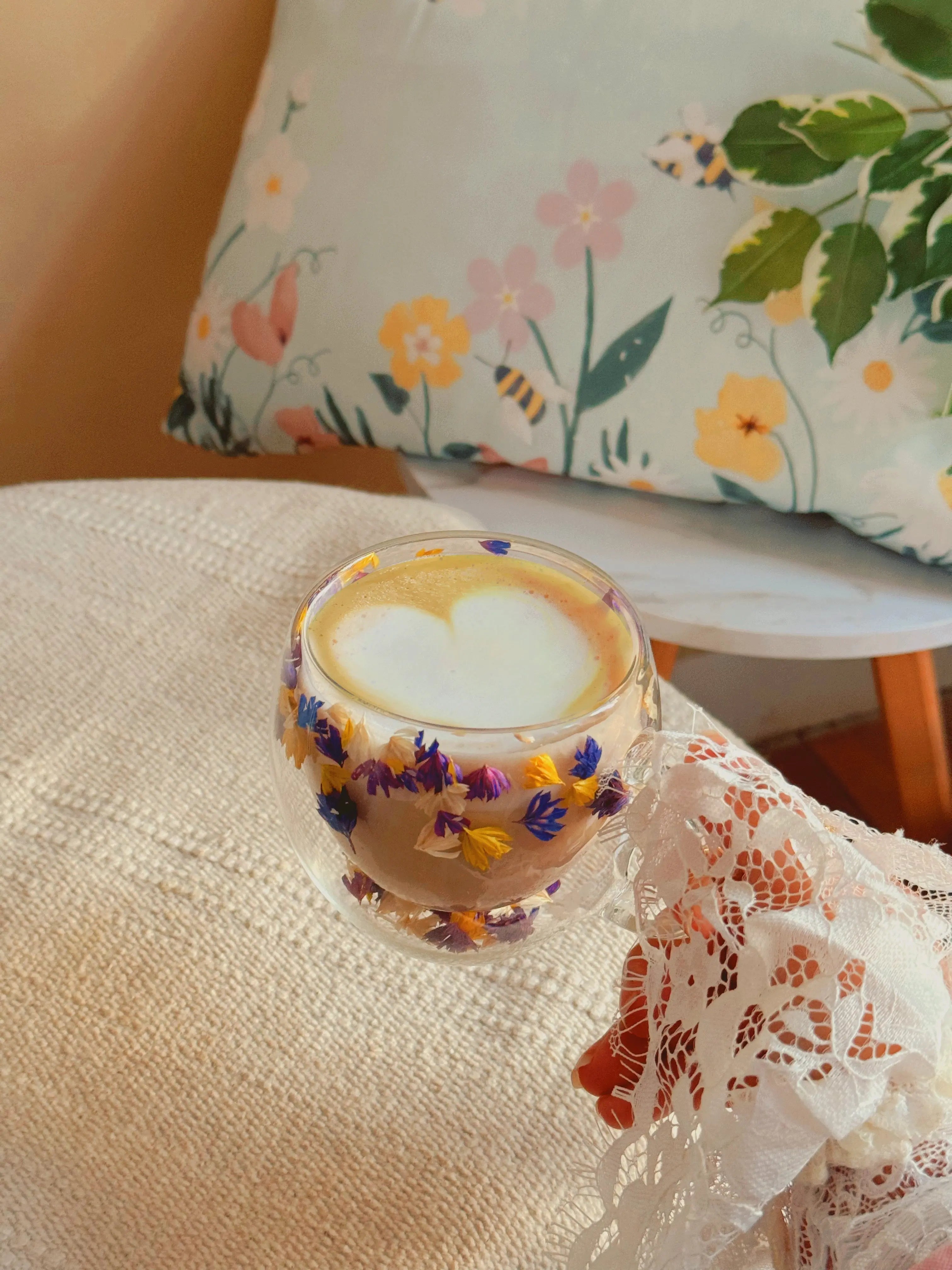 Order Handmade Glass - Purple Bloom Mug for LE 320.00 at Coffee & Cream, All your coffee needs in one place. Shop Coffee, Beans, Ground Coffee, Instant Coffee, Creamers, Coffee Machines, Blenders, and more. 50+ Brands Monin, Lavazza, Starbucks, Nespresso,