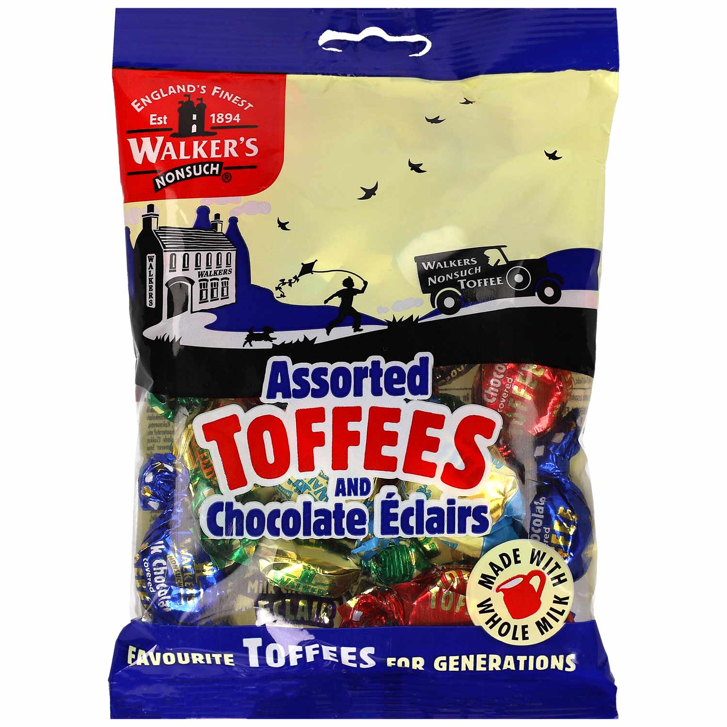 Walker's Nonsuch Assorted Toffees and Chocolate Eclairs 150g bag