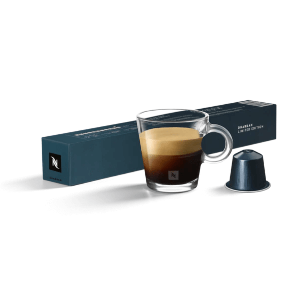 Order Nespresso - Dharkan - Limited Edition -10 capsules for LE 599.00 at Coffee & Cream, All your coffee needs in one place. Shop Coffee, Beans, Ground Coffee, Instant Coffee, Creamers, Coffee Machines, Blenders, and more. 50+ Brands Monin, Lavazza, Star