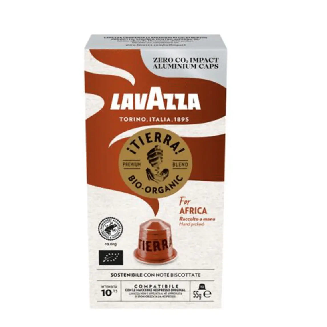 Order Lavazza - ¡Tierra! Bio-Organic - Nespresso Compatible - for AFRICA - 10 Capsules for LE 265.00 at Coffee & Cream, All your coffee needs in one place. Shop Coffee, Beans, Ground Coffee, Instant Coffee, Creamers, Coffee Machines, Blenders, and more. 5