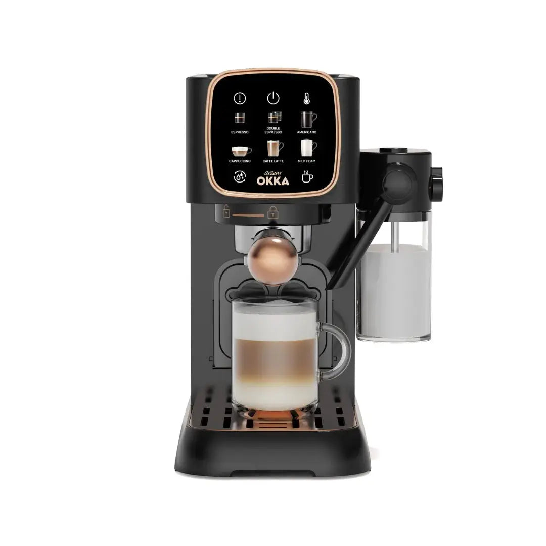 Order Arzum OKKA Solo M Semi Automatic Espresso Machine - OK0032-0400 - Black & Copper (1 YEAR WARRANTY) for LE 13900.00 at Coffee & Cream, All your coffee needs in one place. Shop Coffee, Beans, Ground Coffee, Instant Coffee, Creamers, Coffee Machines, B