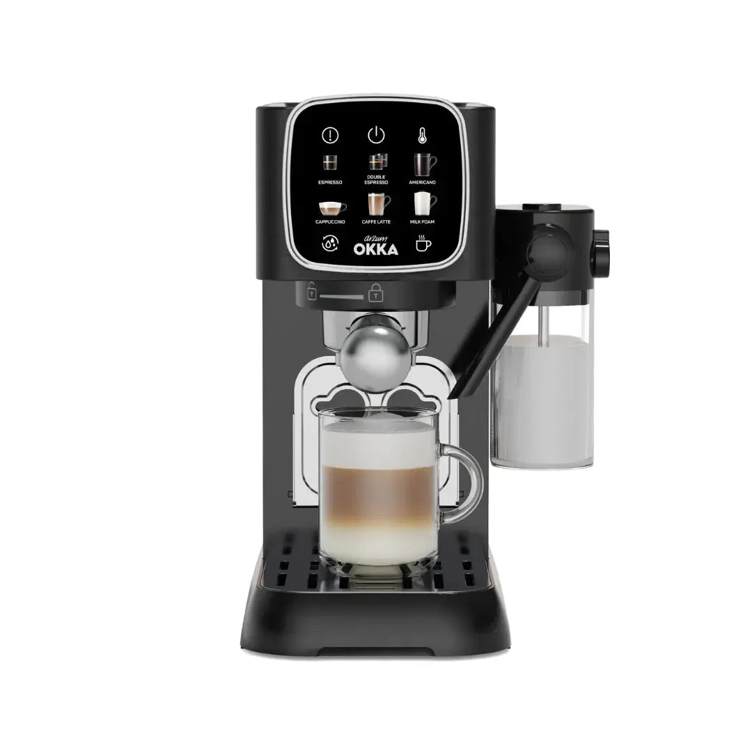 Order Arzum OKKA Solo M Semi Automatic Espresso Machine - OK0032-0500 - Black & Chrome (1 YEAR WARRANTY) for LE 13999.00 at Coffee & Cream, All your coffee needs in one place. Shop Coffee, Beans, Ground Coffee, Instant Coffee, Creamers, Coffee Machines, B