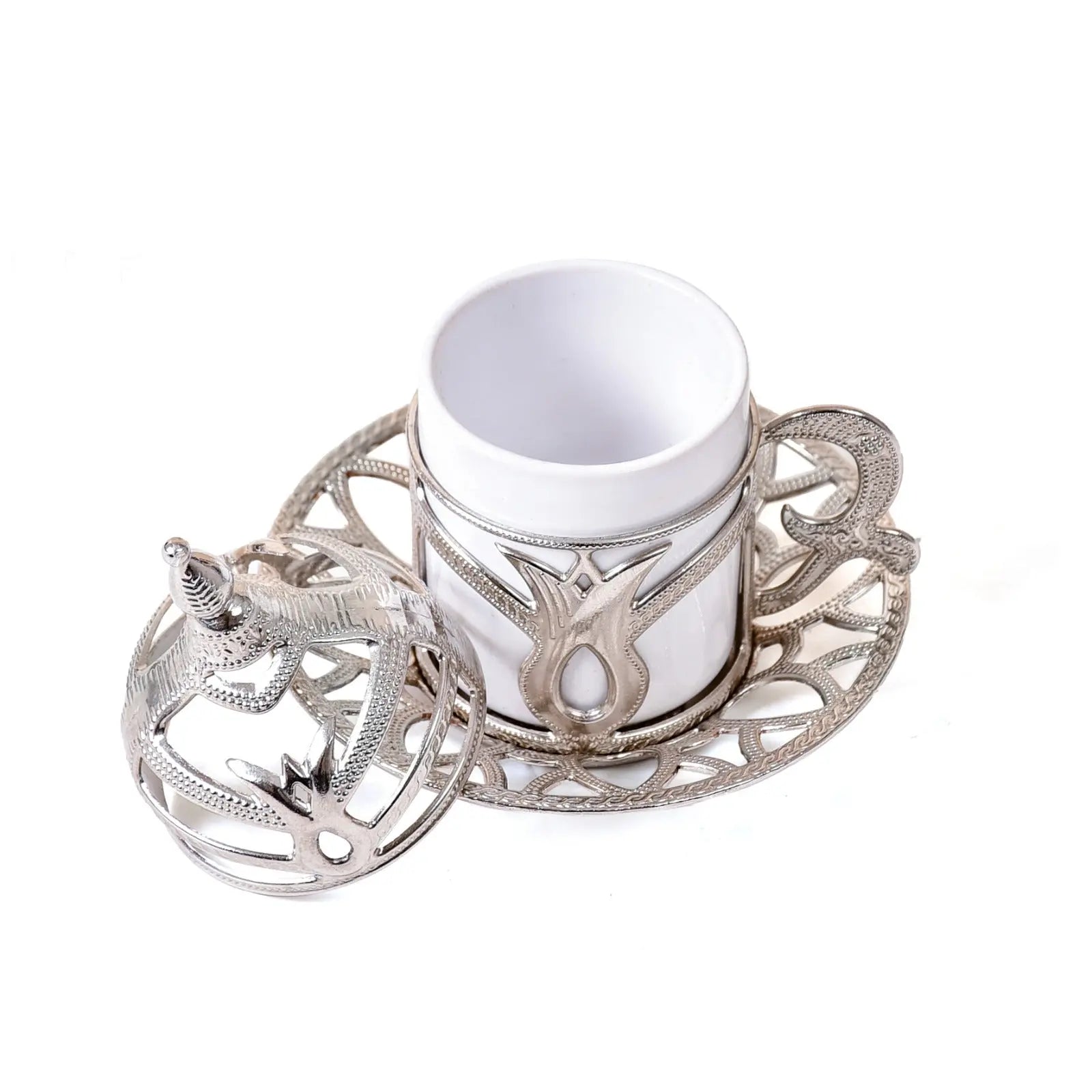 KGA1 KGA - AHSEN Silver & Porcelain Coffee Cup #7619 at Coffee & Cream Egypt