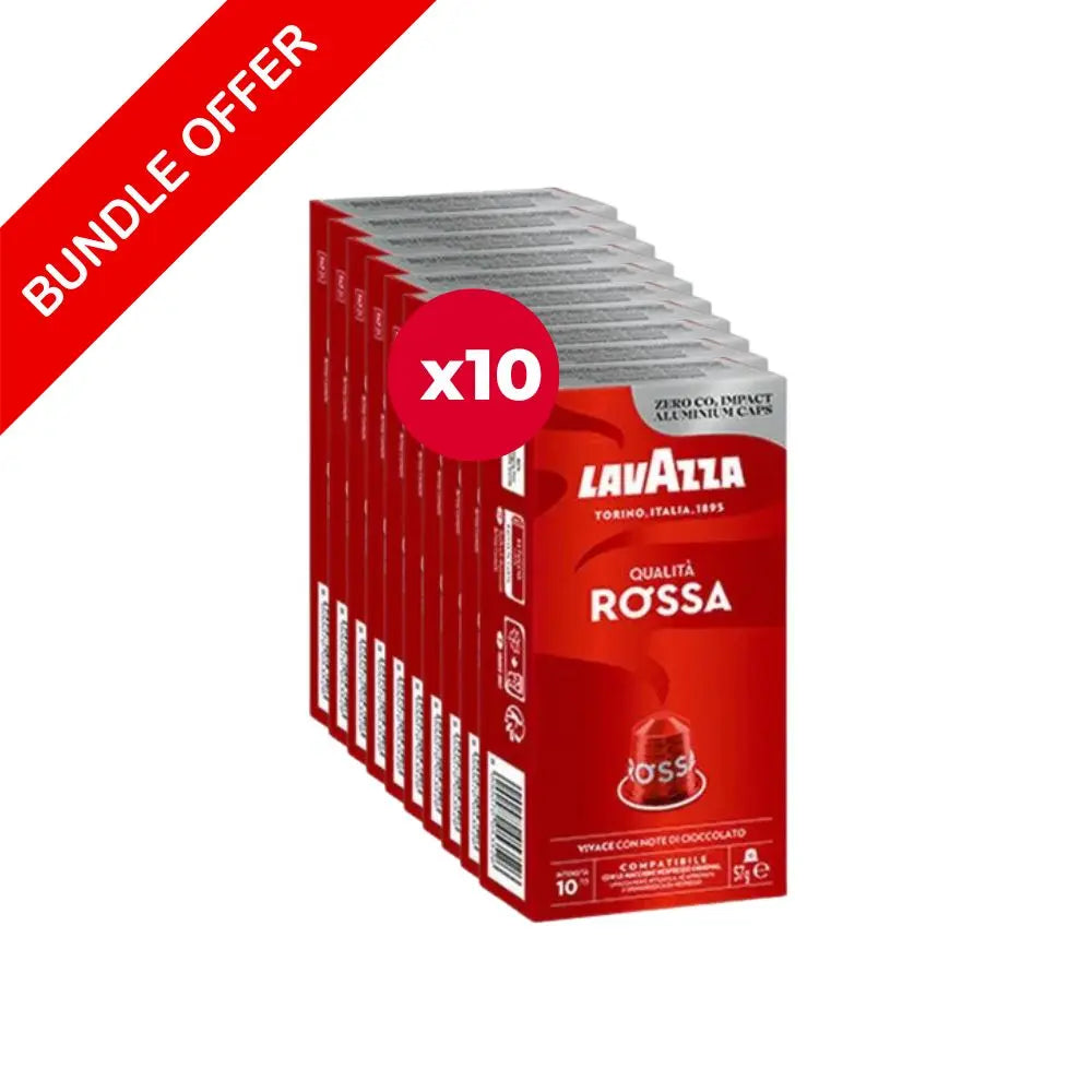 (100 Capsules) Lavazza - Rossa Compatible by Nespresso -10X10 capsules - Bundle Coffee & Cream