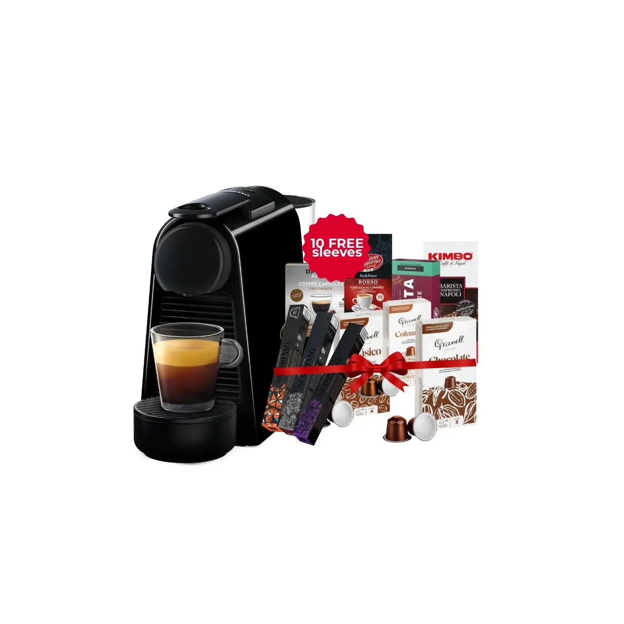 Nespresso - Essenza Mini Black - D30 Capsules Machine + 100 FREE Coffee Capsules Bundle at Coffee & Cream Egypt