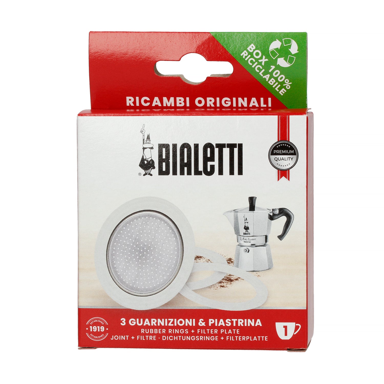 Bialetti Replacement Gaskets and Filter Set for 1-Cup Aluminium Moka Pots
