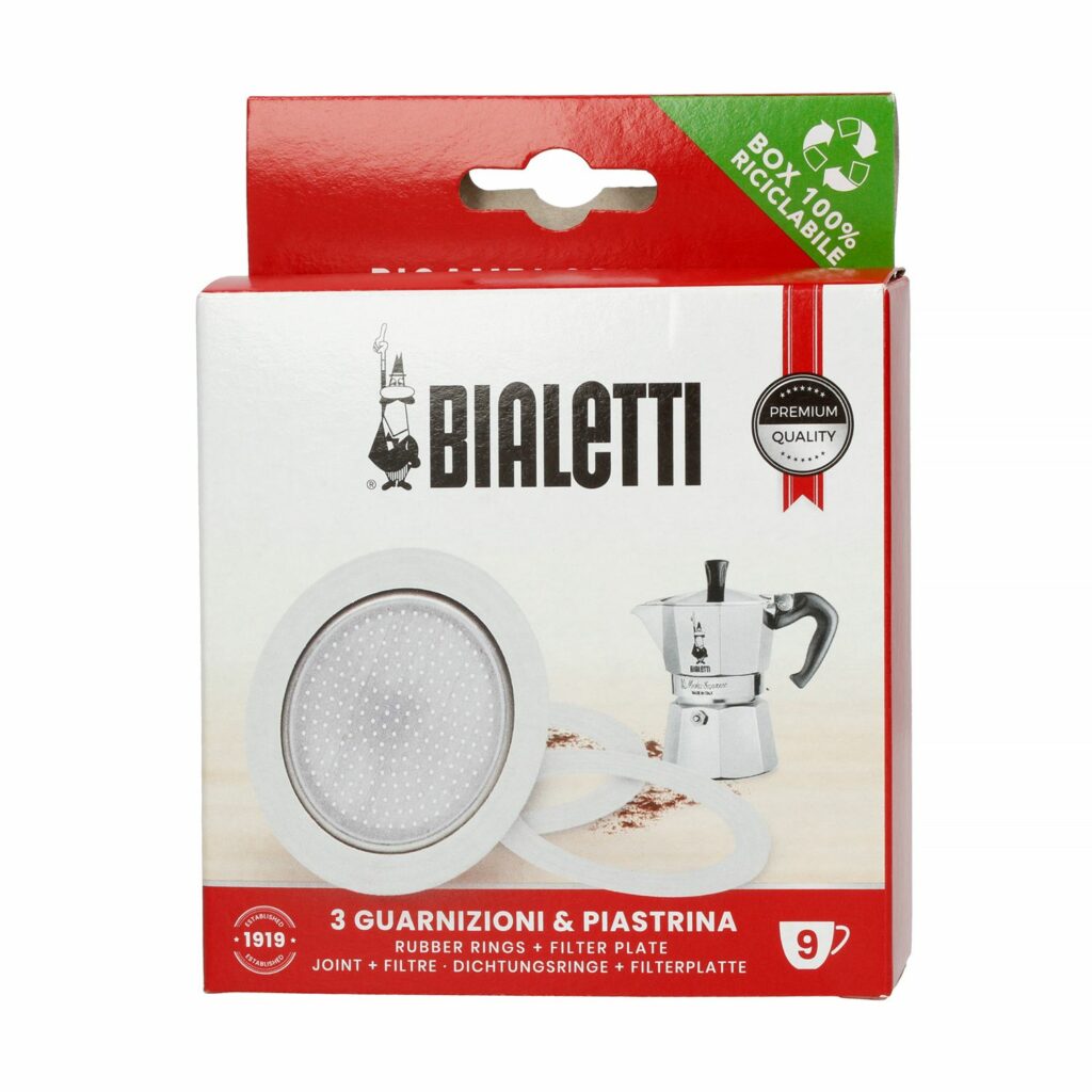Bialetti Replacement Gaskets and Filter Set for 9-Cup Aluminium Moka Pots
