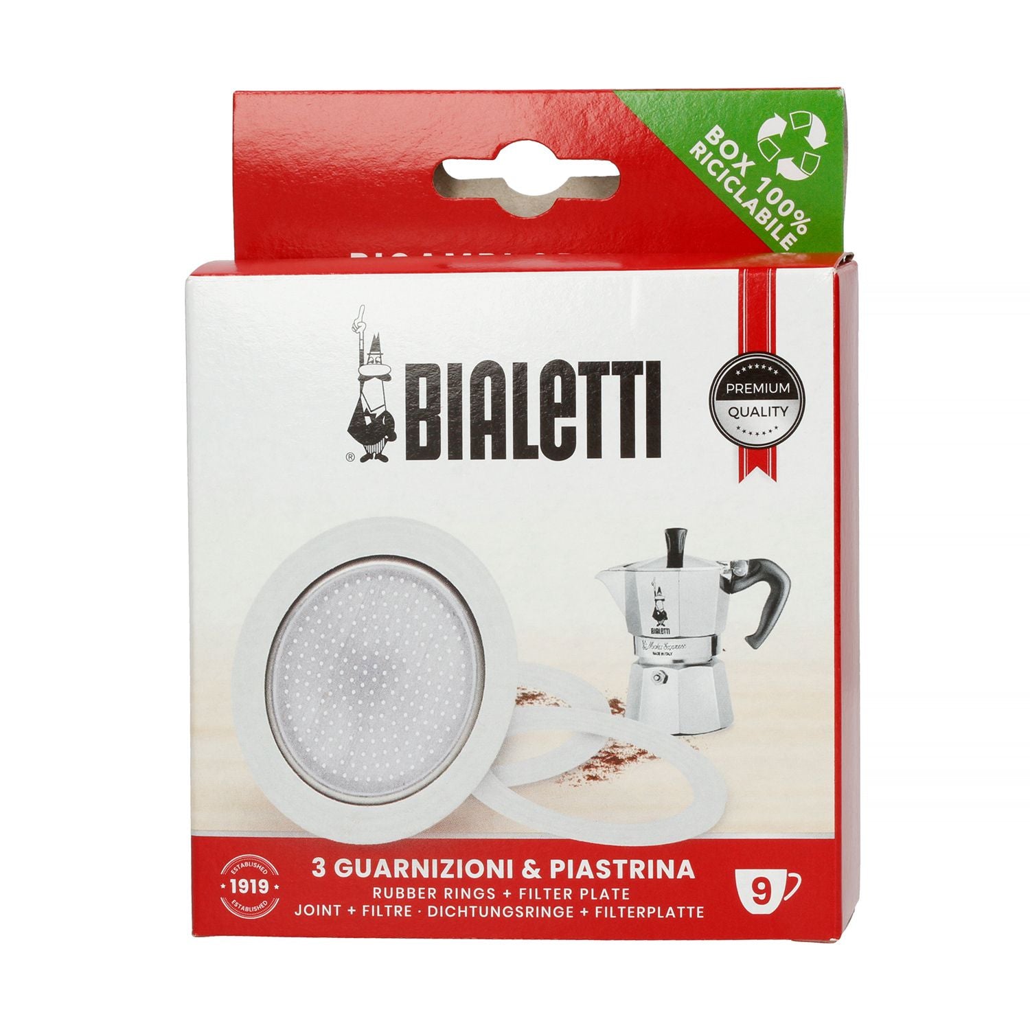Bialetti Replacement Gaskets and Filter Set for 9-Cup Aluminium Moka Pots