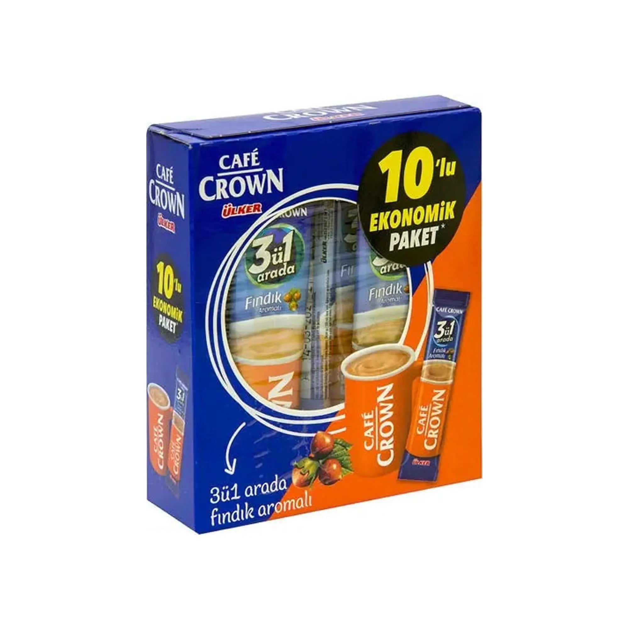 Cafe Crown Ulker - Hazelnut 3in1 - Instant coffee - 18g * 10 Sachets Coffee & Cream