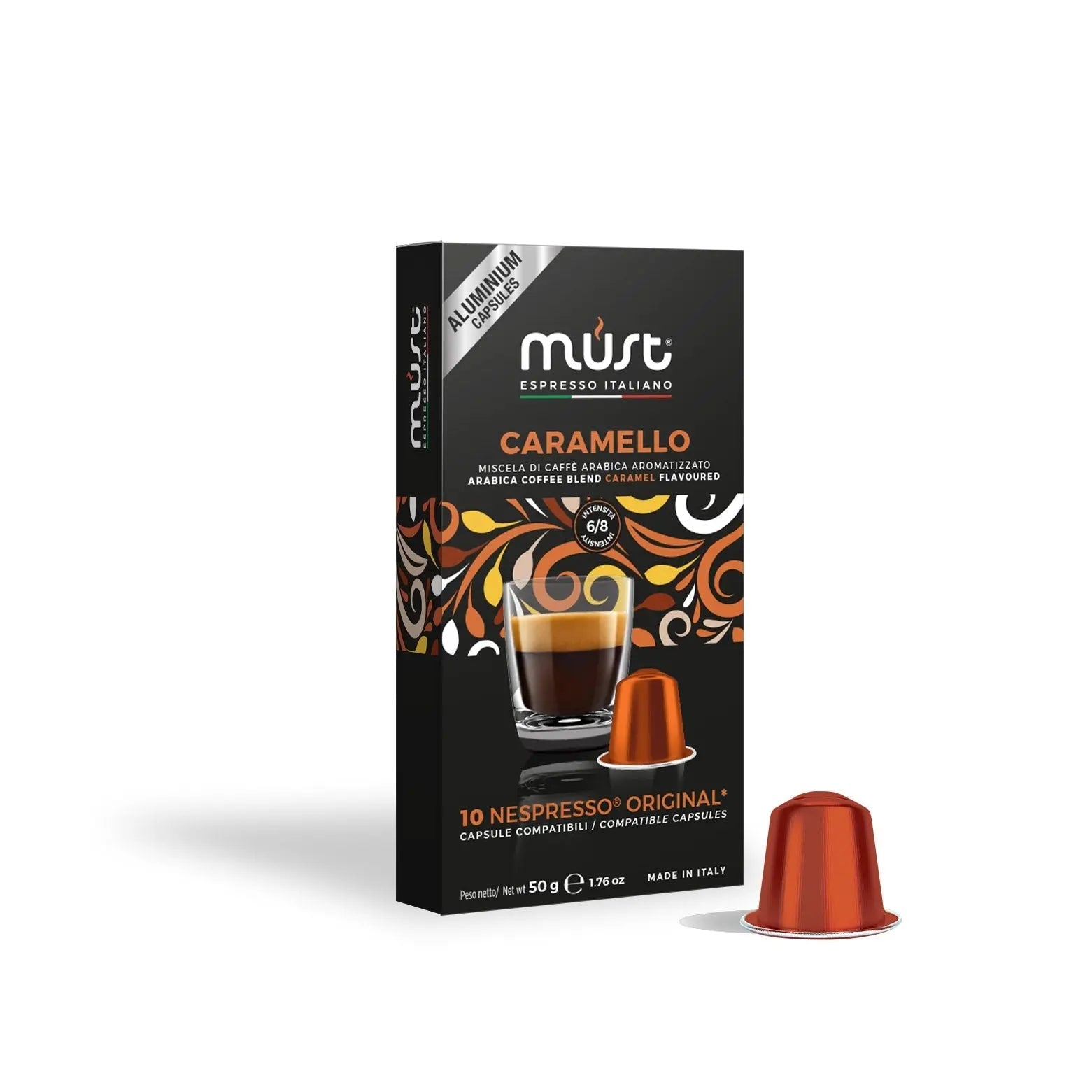 MUST - Caramello Espresso compatible by Nespresso - Aluminum Capsules - 10 Capsules at Coffee & Cream Egypt