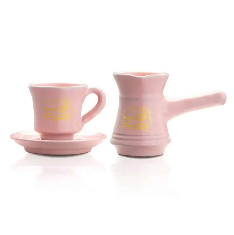 Order Handmade Pottery - Gift Coffee Set: For a Heart I love - Pink for LE 875.00 at Coffee & Cream, All your coffee needs in one place. Shop Coffee, Beans, Ground Coffee, Instant Coffee, Creamers, Coffee Machines, Blenders, equipment and more. 50+ Brands