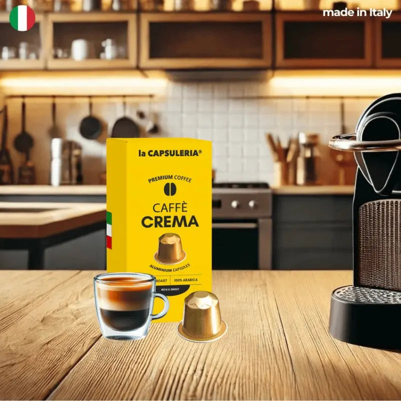 LACAPSULERIA - CREMA Coffee - Aluminum Capsules compatible with Nespresso®- 10 CAPS Coffee & Cream