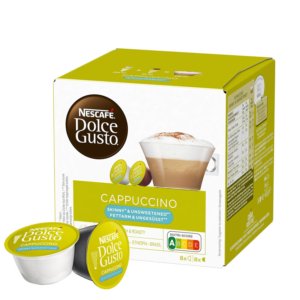 Order Nescafe Dolce Gusto - Cappuccino Skinny & Unsweetened - 16 Capsules for LE 375.00 at Coffee & Cream, All your coffee needs in one place. Shop Coffee, Beans, Ground Coffee, Instant Coffee, Creamers, Coffee Machines, Blenders, and more. 50+ Brands Mon