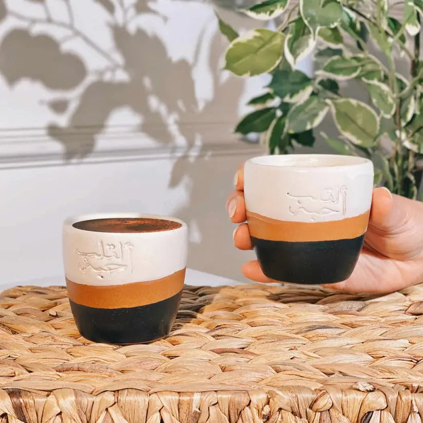Order Handmade Pottery - Wavy Black & Brown Espresso Cup - 100 ml (Set of 2) for LE 430.00 at Coffee & Cream, All your coffee needs in one place. Shop Coffee, Beans, Ground Coffee, Instant Coffee, Creamers, Coffee Machines, Blenders, and more. 50+ Brands