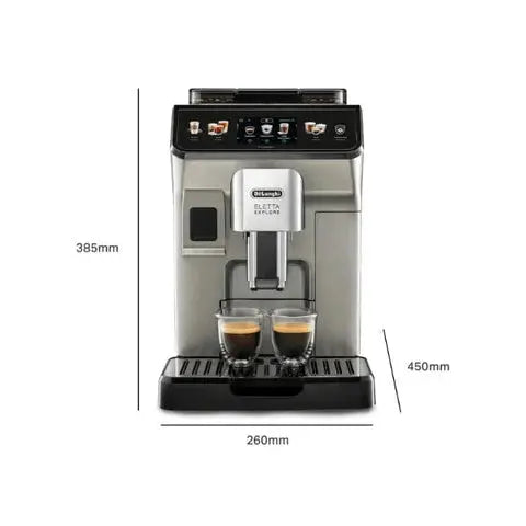 Order De’longhi Eletta Explore Bean To Cup Espresso Machine - ECAM452.67.G for LE 95990.00 at Coffee & Cream, All your coffee needs in one place. Shop Coffee, Beans, Ground Coffee, Instant Coffee, Creamers, Coffee Machines, Blenders, Coffee Makers & Espre