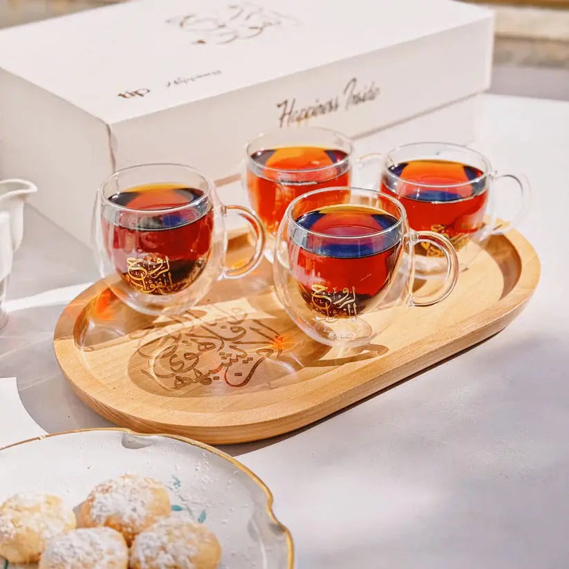 Happiness Handmade Glass -The Soul Of The Heart Tea Set - 6 Pieces + Tray at Coffee & Cream Egypt