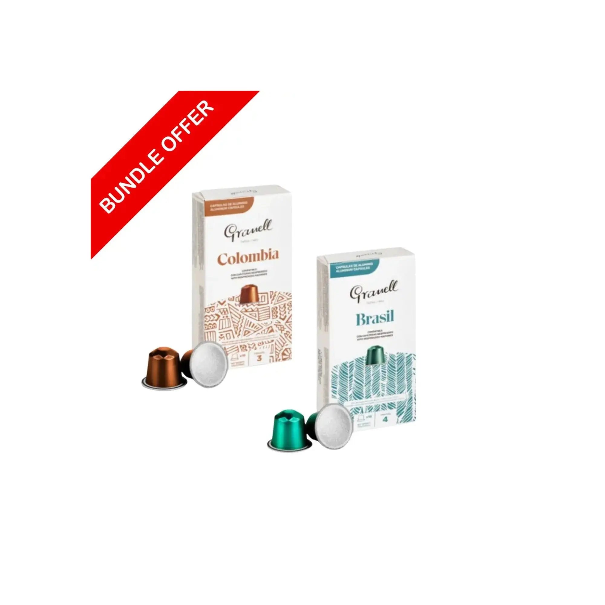 (20 Capsules) Granell - Colombia & Brasil Compatible With Nespresso - 2X10 capsules - Bundle at Coffee & Cream Egypt