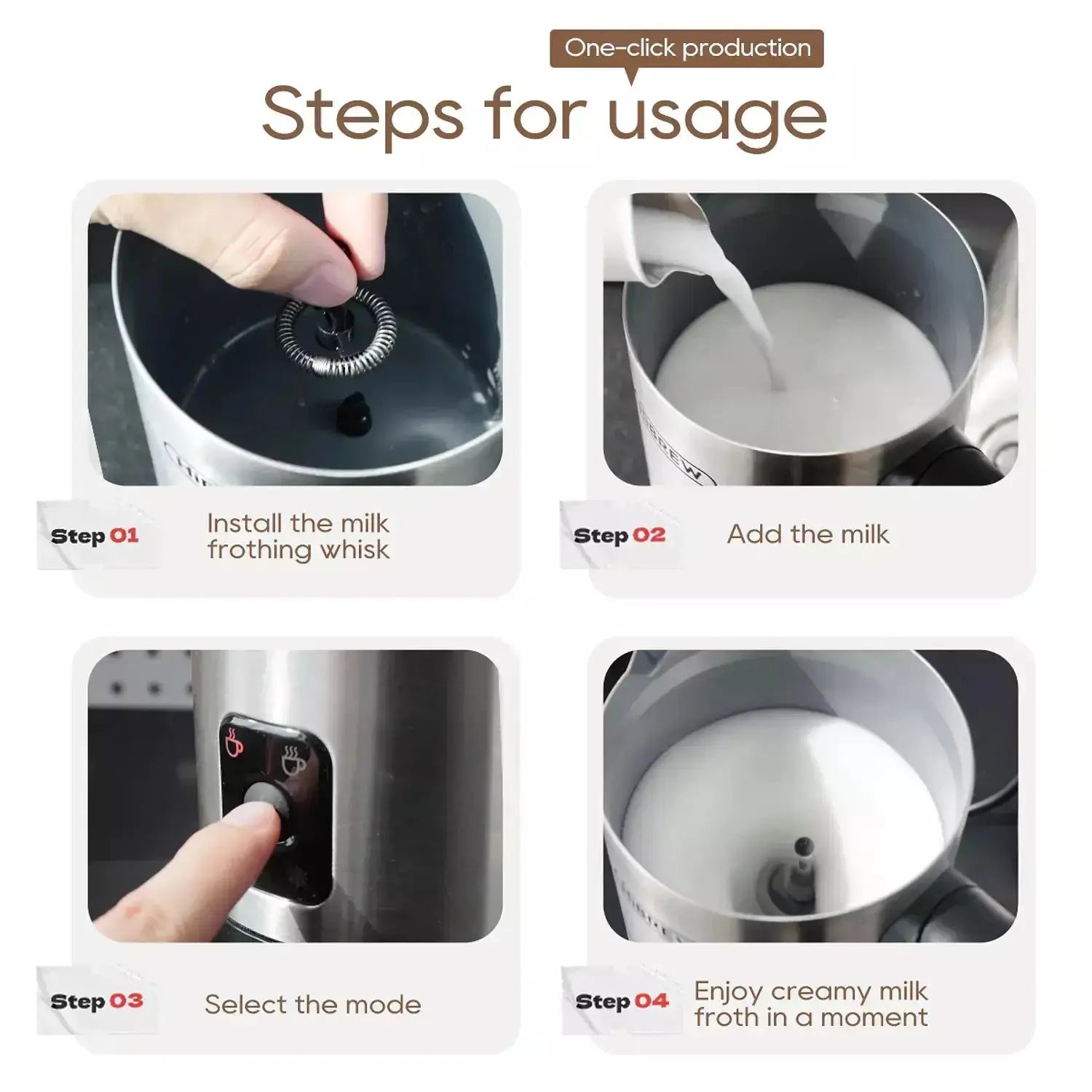 Hibrew - M3A - 4 IN 1 MILK FROTHER Coffee & Cream