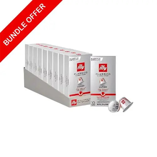 Order (100 Capsules) Illy - Classico Lungo Compatible by Nespresso -10 capsules X10 - Bundle for LE 2790.00 at Coffee & Cream, All your coffee needs in one place. Shop Coffee, Beans, Ground Coffee, Instant Coffee, Creamers, Coffee Machines, Blenders, and