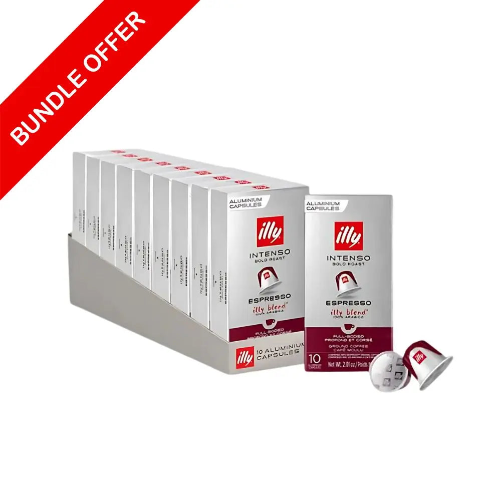 (100 Capsules) Illy - Intenso Espresso Compatible by Nespresso -10X10 capsules - Bundle at Coffee & Cream Egypt