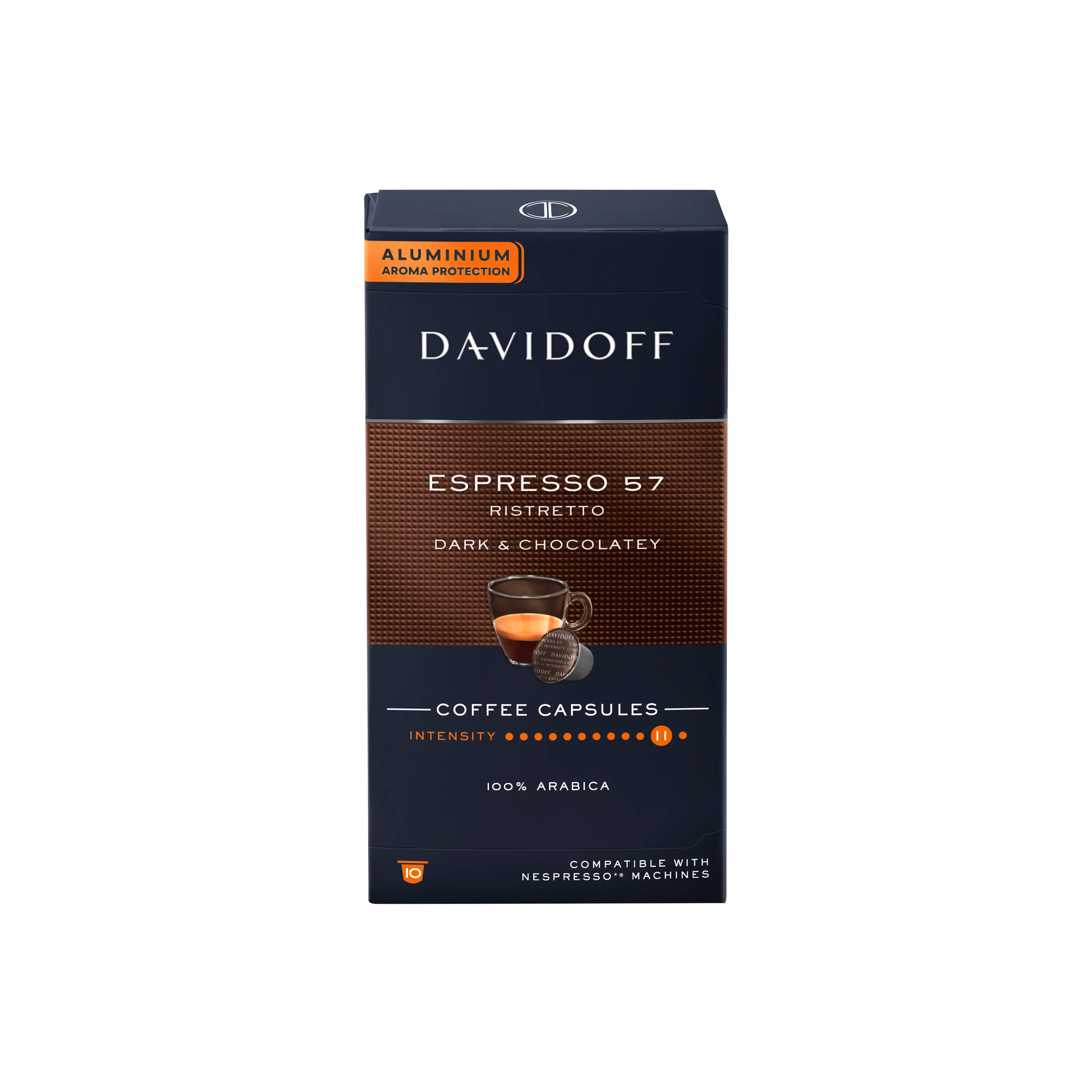 Davidoff - Espresso 57 Dark and Chocolatey Compatible By Nespresso - 10 capsules at Coffee & Cream Egypt