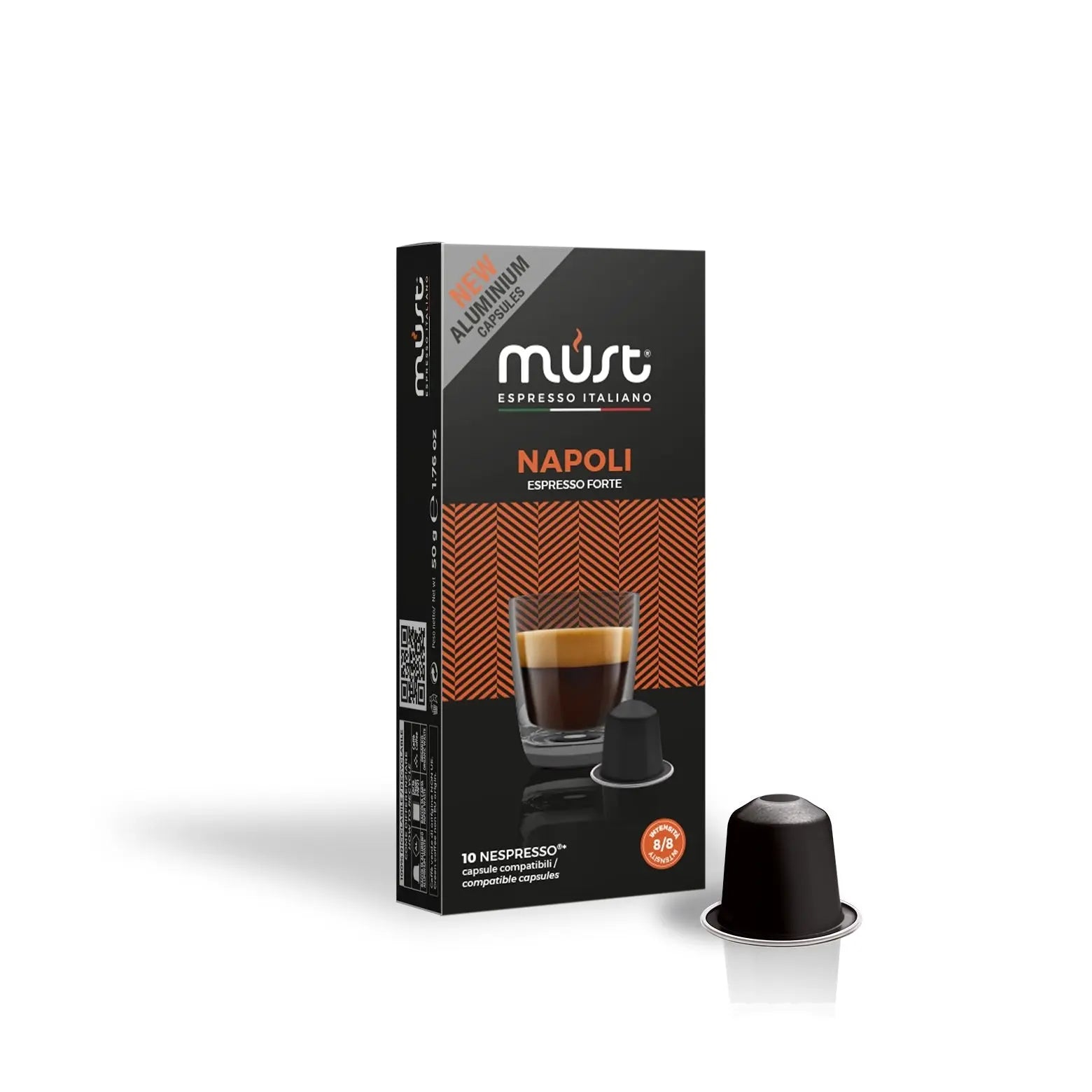 MUST - Napoli Espresso Forte compatible by Nespresso - Aluminum Capsules - 10 Capsules at Coffee & Cream Egypt