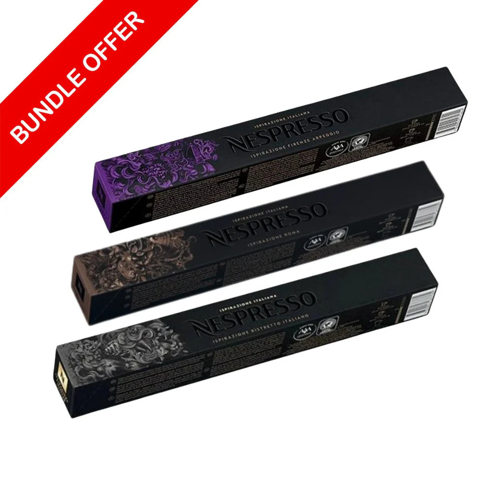 Order (30 Capsules) Nespresso Capsules Variety Pack (Arpeggio, Roma, Ristretto) 10 Capsules X3 - Bundle for LE 1199.00 at Coffee & Cream, All your coffee needs in one place. Shop Coffee, Beans, Ground Coffee, Instant Coffee, Creamers, Coffee Machines, Ble