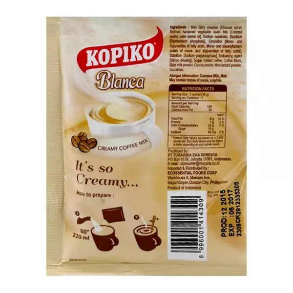 Kopiko Coffee Blanca Crémeux – Café Instantané – Lot De 10 Sachets De 30g
