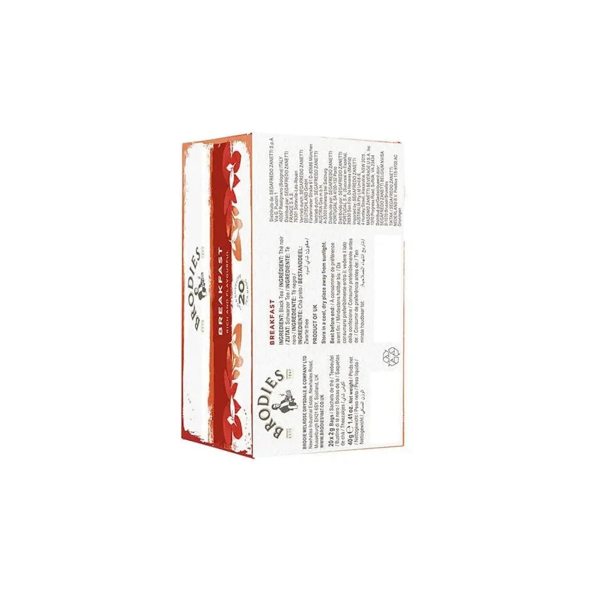 Order Brodies - Breakfast Tea - 20 Bags for LE 165.00 at Coffee & Cream, All your coffee needs in one place. Shop Coffee, Beans, Ground Coffee, Instant Coffee, Creamers, Coffee Machines, Blenders, and more. 50+ Brands Monin, Lavazza, Starbucks, Nespresso,